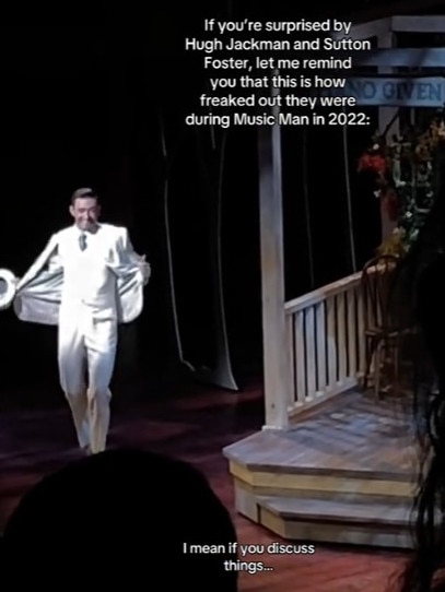 A video of Hugh Jackman flirting with Sutton Foster while performing in The Music Man resurfaces online.