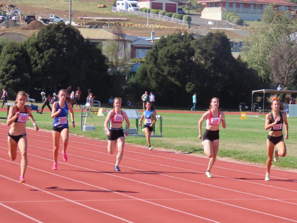 Competitors go toe-to-toe on the track. Picture: Jon Tuxworth