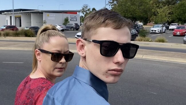 Alleged Munno Para stabber Jasper Donavon Kidd and his mother leave court. Picture: Brinley Duggan