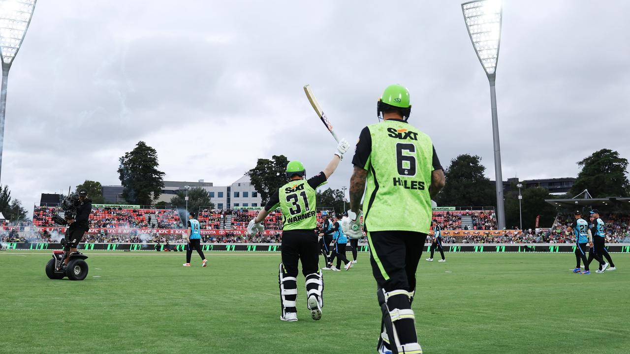 Aaron Finch says moving the Sydney Thunder permanently to Canberra is an ‘obvious’ choice for the BBL. The Thunder played two matches at Manuka Oval (pictured) this season. Picture: Mark Metcalfe / Getty Images