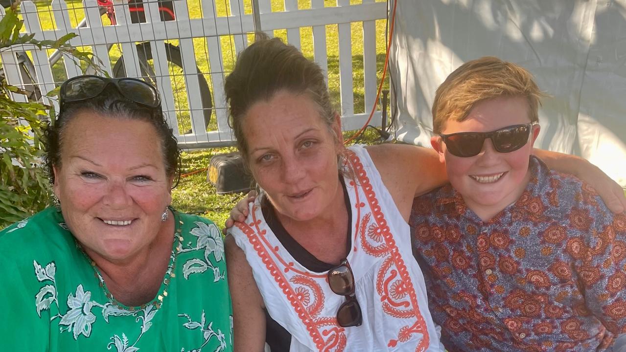 Donna Maree with Joanne and Jack, 14, at the Noosa Alive festival on Sunday July 30, 2023.