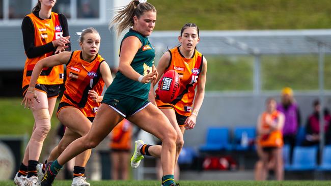 Coates Talent League Girls, Tasmania Devils vs Calder Cannons at Kingston Twin Ovals. Mackenzie Williams of Tasmania Devils. Picture: Linda Higginson / Tasmania Devils