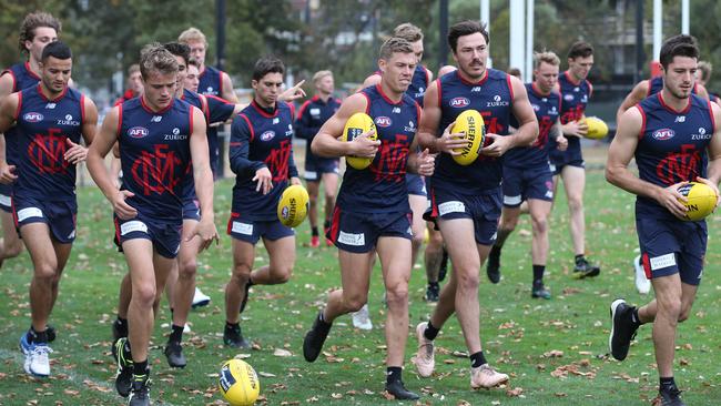 Melbourne players training at Gosch’s Paddock last year. Picture: AAP