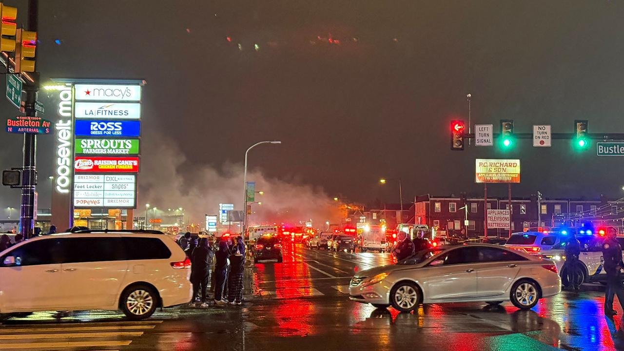 The crash sparked a large fire in a built-up neighbourhood of Philadelphia on January 31, 2025. Picture: Philadelphia Office of Emergency Management / AFP