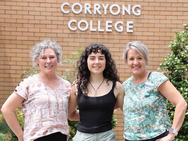 VCE coordinator Axanthe Knott, dux Nicola Costello and acting principal Chrissie McKimmie