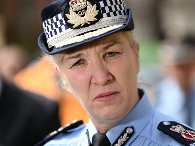 BRISBANE, AUSTRALIA - NewsWire Photos - OCTOBER 26, 2022.Queensland Police Commissioner Katarina Carroll at a press conference at Parliament House in Brisbane. Police Minister Mark Ryan has announced increased fundings for frontline services. Picture: NCA NewsWire / Dan Peled