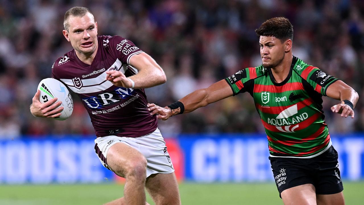 Tom Trbojevic and the Sea Eagles will only face last season’s grand finalsts, Penrith and Souths, once each next season. Picture: Bradley Kanaris/Getty Images