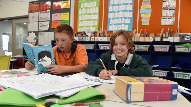 AJ Bellia and Griffon Hoiles at Fyans Park Primary School.