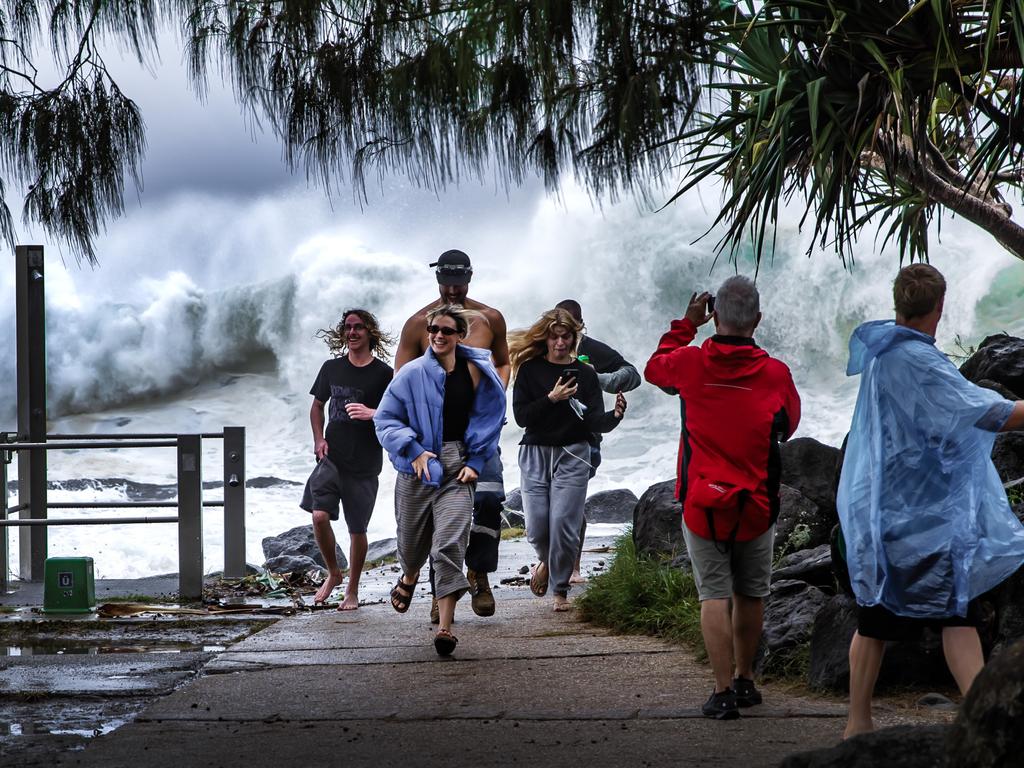 Rough surf at Snapper Rocks on the Gold Coast. Picture: Nigel Hallett