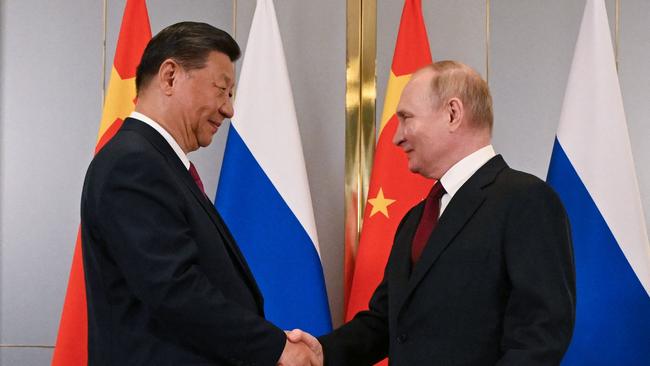 Russia's President Vladimir Putin meets with China's President Xi, ” U.S. officials have described the relationship as largely transactional. Picture: Sergei Guneyev/Pool/AFP