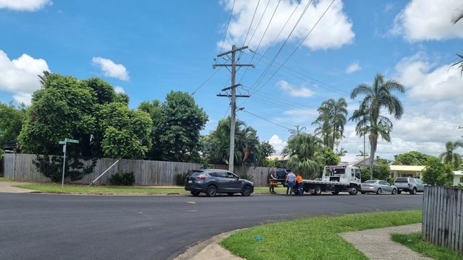 Police performed an arrest in Jensen St in Manoora and before bringing in tow trucks to to remove an allegedly stolen vehicle at nearby Ireland Cres. Picture: Supplied