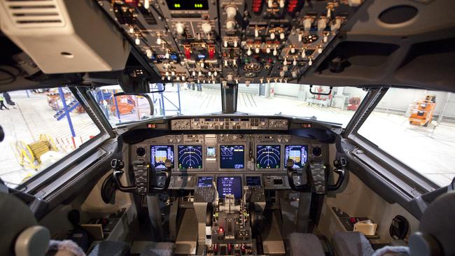 Flight deck of the Boeing 737-800 Picture: Charles Brewer