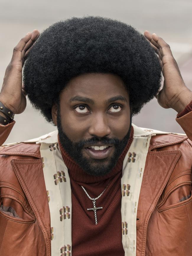 Washington as aspiring policeman Ron Stallworth in BlacKkKlansman … Picture: Universal Pictures