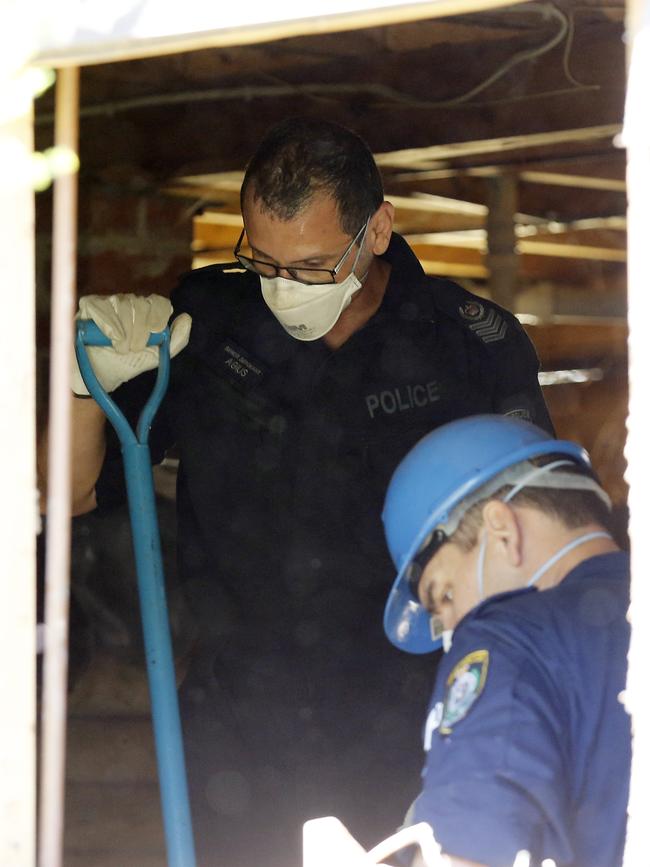 Police started digging at the home on Monday. Picture: David Swift