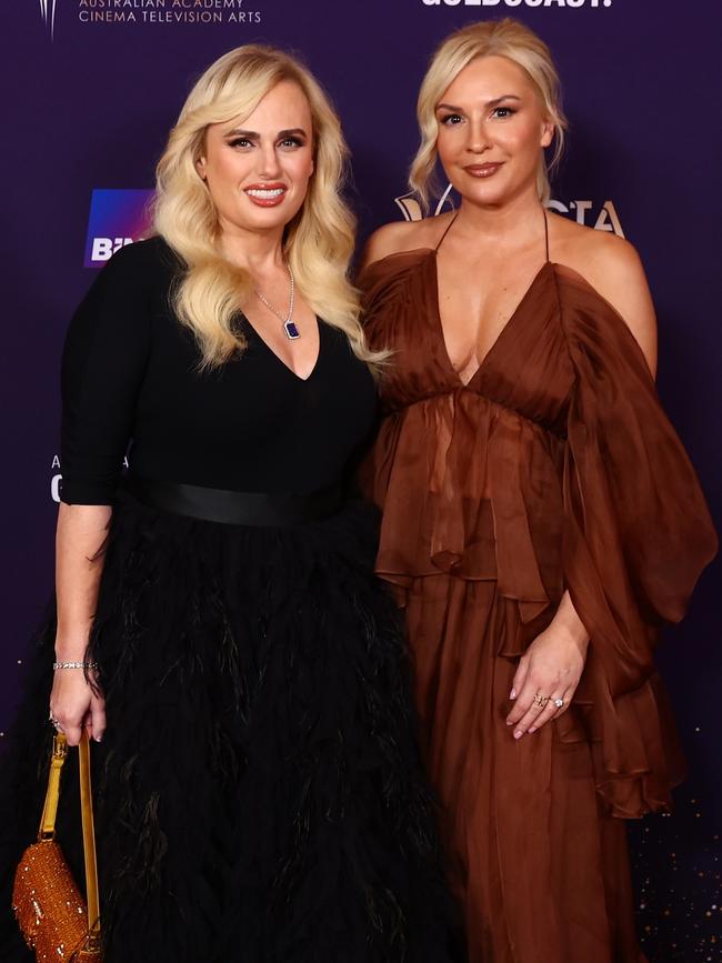 With her fiancée Ramona Agruma at the 2024 AACTA Awards this past February at the Gold Coast. Picture: Chris Hyde/Getty Images for AFI