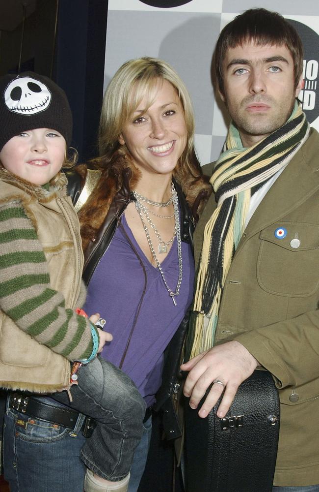 With second wife Nicole Appleton and son Gene Gallagher in 2005. Picture: Dave Benett/Getty Images