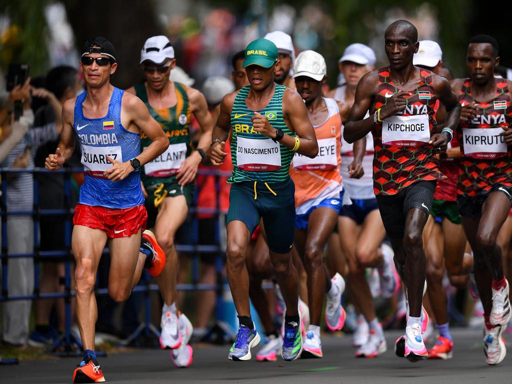 Temperatures in the marathon soared above 30 degrees.