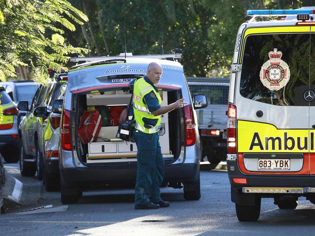 Contractors remove equipment as more ambulance staff arrive at Earle Haven nursing home. Picture: Tertius Pickard