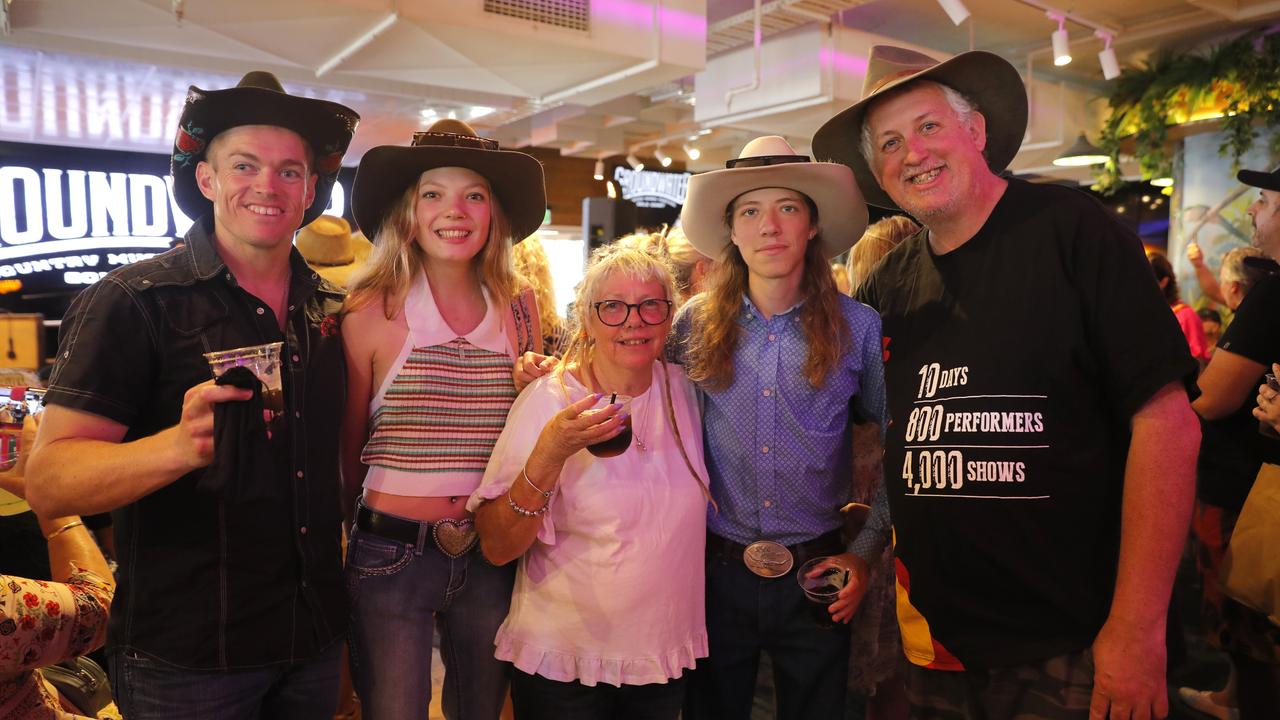 Kyle Langmord, Imogen Winkley, Asha Winjley, Kerrieann Winkley and Luke Clunes during the 10th Groundwater Country Music Festival. Picture: Regi Varghese