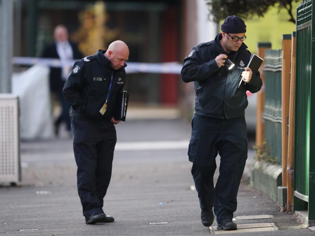 Lygon Street was partially closed as investigators inspected the scene. Picture: David Crosling