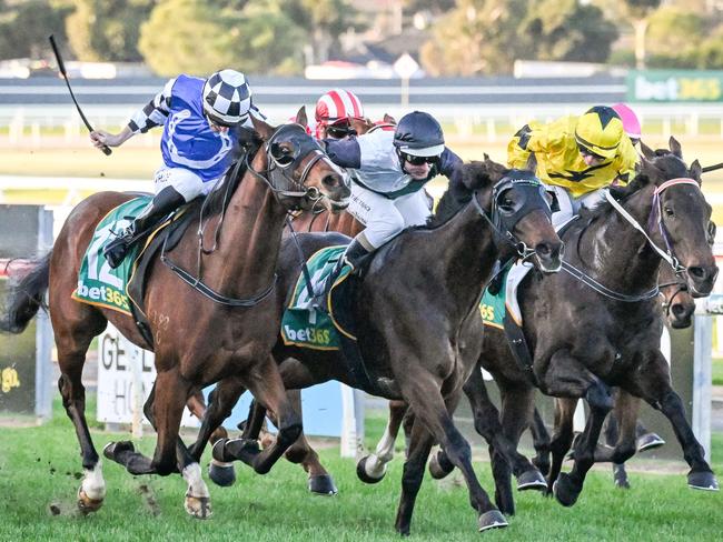 Gin O'Clock (IRE) ridden by Luke Nolen wins the Geelong Taxi Network BM64 Handicap at Geelong Racecourse on June 06, 2024 in Geelong, Australia. (Reg Ryan/Racing Photos via Getty Images)