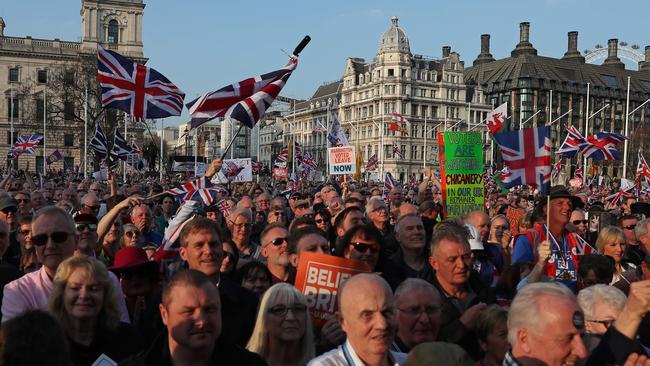 Britons took to the streets en masse for a rally in central London on March 29, organised by Leave Means Leave. Picture: AFP