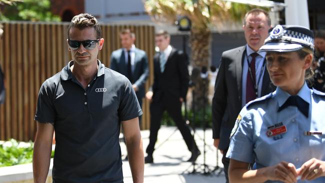 Anthony Koletti leaves after speaking to media outside Bondi Police Station on Friday. Picture: NCA NewsWire/Joel Carrett.