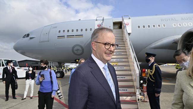 Newly elected PM Anthony Albanese departs Tokyo after attending the Quad Leaders meeting. Picture: David Foote / Department of Parliamentary Services