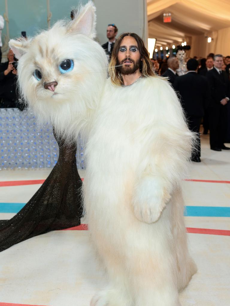 Jared Leto only revealed his identity towards the end of the red carpet. Picture: Mike Coppola/Getty Images via AFP