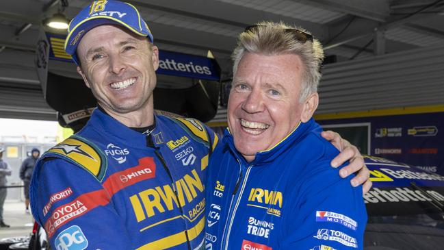 Team 18 driver Mark Winterbottom (left) with team owner Charlie Schwerkolt.