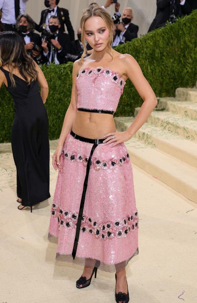 Lily-Rose Depp in custom Chanel. Picture: Getty Images