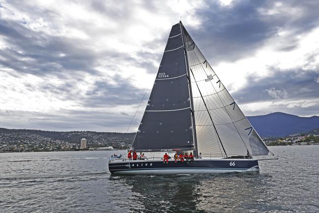 Alive claims line honours in the 2020 Launceston to Hobart yacht race. Picture: Zak Simmonds