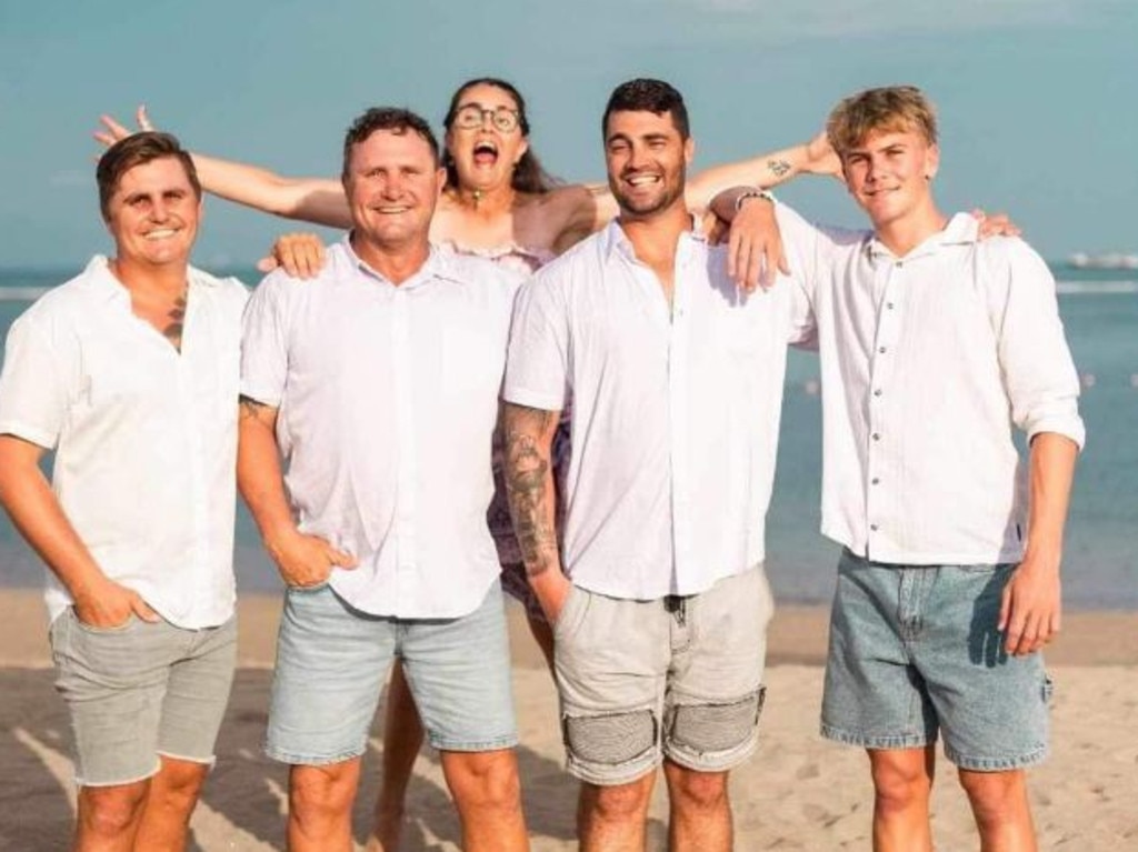 Scott Cassidy, second from left, with wife Renee to his right and sons Justin, Mark and Preston. Picture: Supplied by family