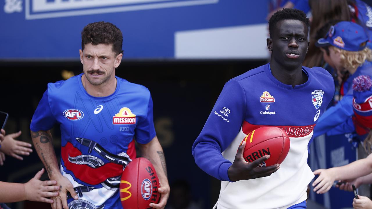 Buku Khamis (right) has cemented himself in the Dogs defence. Picture: Daniel Pockett/Getty Images