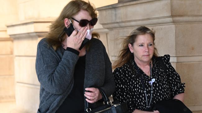 Mother of Michael Purse, Donna Ipers (left) leaving court after giving a victim impact statement in the murder case of her son. Picture: NCA NewsWire