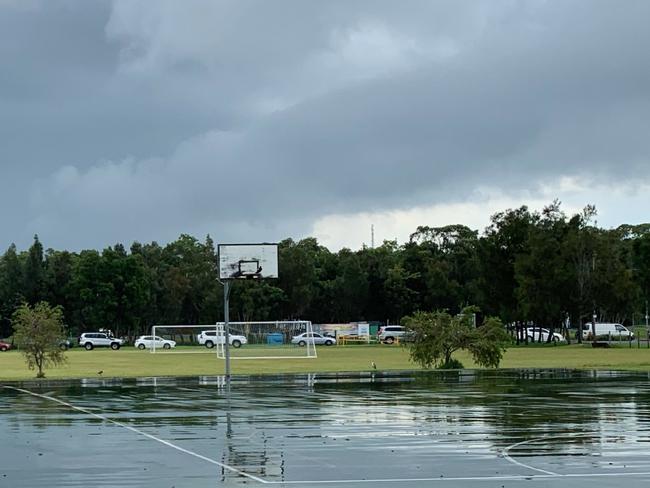 Drivers form a long queue for Covid tests at the Cavanbah Centre in Byron Bay on Friday.