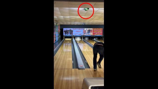 Spectacular bowling blunder sends ball crashing through alley ceiling