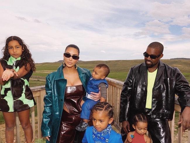 The couple and their kids at their ranch in Wyoming.