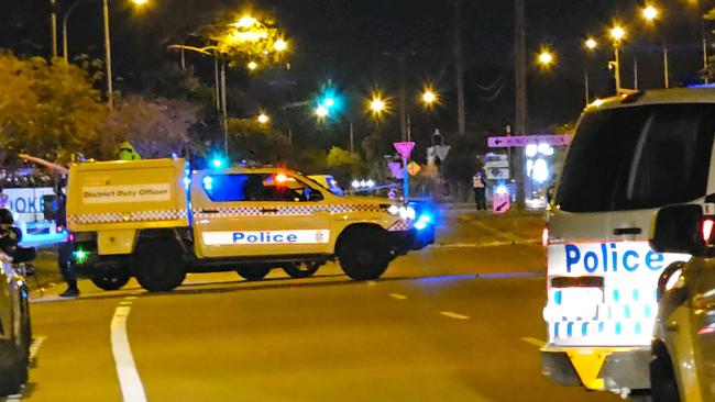 A crime scene outside Kirwan Police Station in July last year. Picture: Natasha Emeck