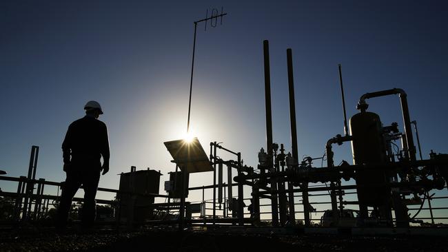 A Santos pilot well operates on a farm property in Narrabri. Picture: Brendon Thorne/Bloomberg