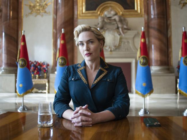 Kate Winslet in a scene from The Regime. Picture: Binge