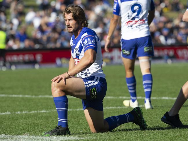 Take a knee Kieran — we won’t be using you this week … Picture: AAP Image/Steve Christo