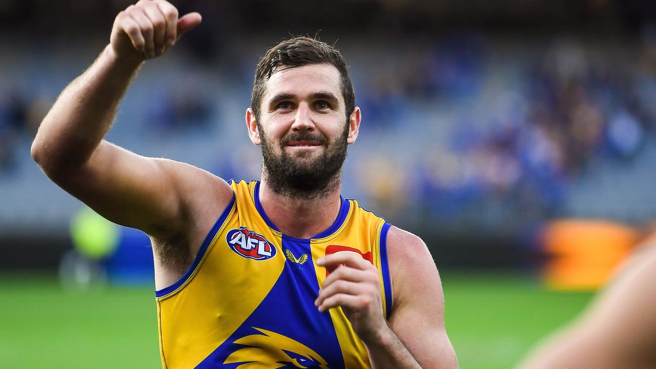 Jack Darling enjoys his team's win against the Crows at Optus Stadium. Picture: AFL Photos via Getty Images