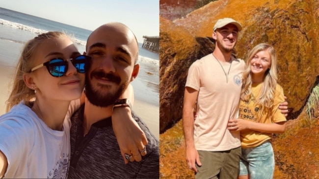 The FBI has confirmed human remains found in a Florida reserve belong to the boyfriend of murdered woman Gabby Petito, Brian Laundrie. The couple pictured together.