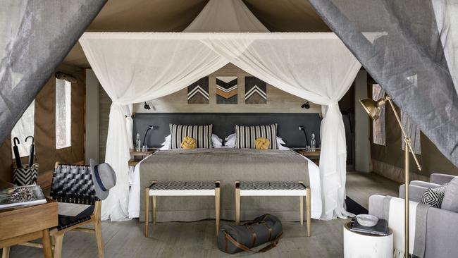 Luxurious safari tent accommodation at Sanctuary Swala Camp in Tanzania.