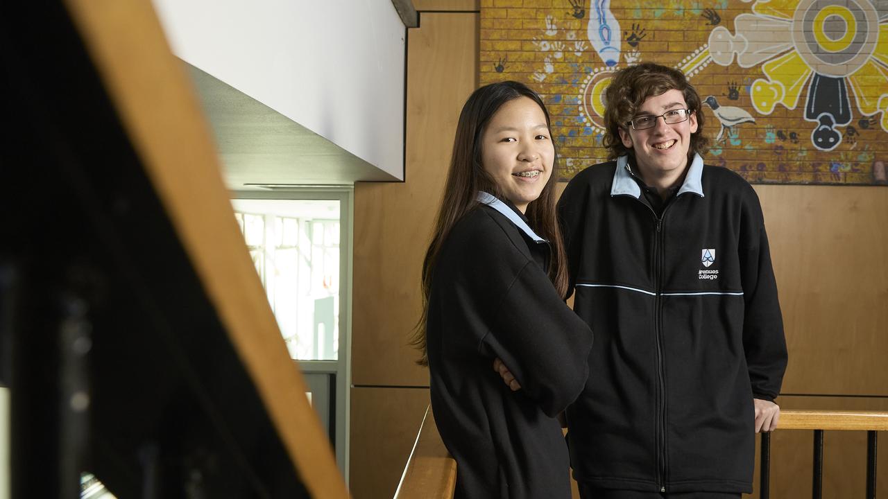 Students Joe Harrison, 15, and Jess Tran, 14 from Avenues College in Windsor Gardens sat the Year 9 NAPLAN test. Picture: Matt Turner