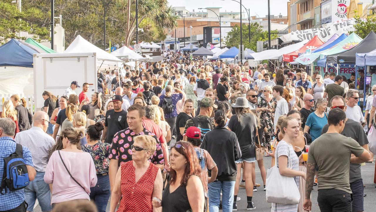 Crowds at Redcliffe markets for New Year's Eve. Picture: Richard Walker