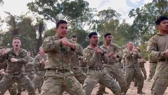 Soldiers from the New Zealand Army perform the Haka Tu before Exercise Talisman Sabre 2023 in this still image from a New Zealand Defence Force video. Picture: Supplied