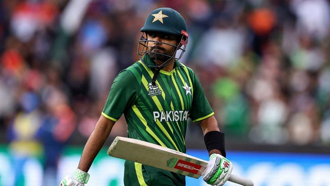 Pakistan's Babar Azam out for a duck. Picture: AFP