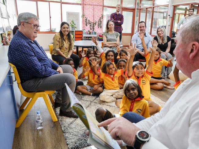 Deputy Prime Minister Barnaby Joyce (right) campaigning in Alice Springs with Jacinta Nampijinpa Price (Senate candidate for the NT) and Damian Ryan (candidate for Lingiari). Picture: Brad Hunter/Office of the Deputy Prime Minister